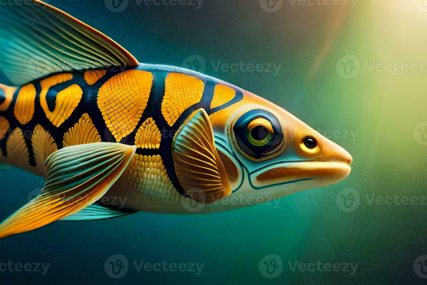 a fish with a black and white pattern. AI-Generated photo