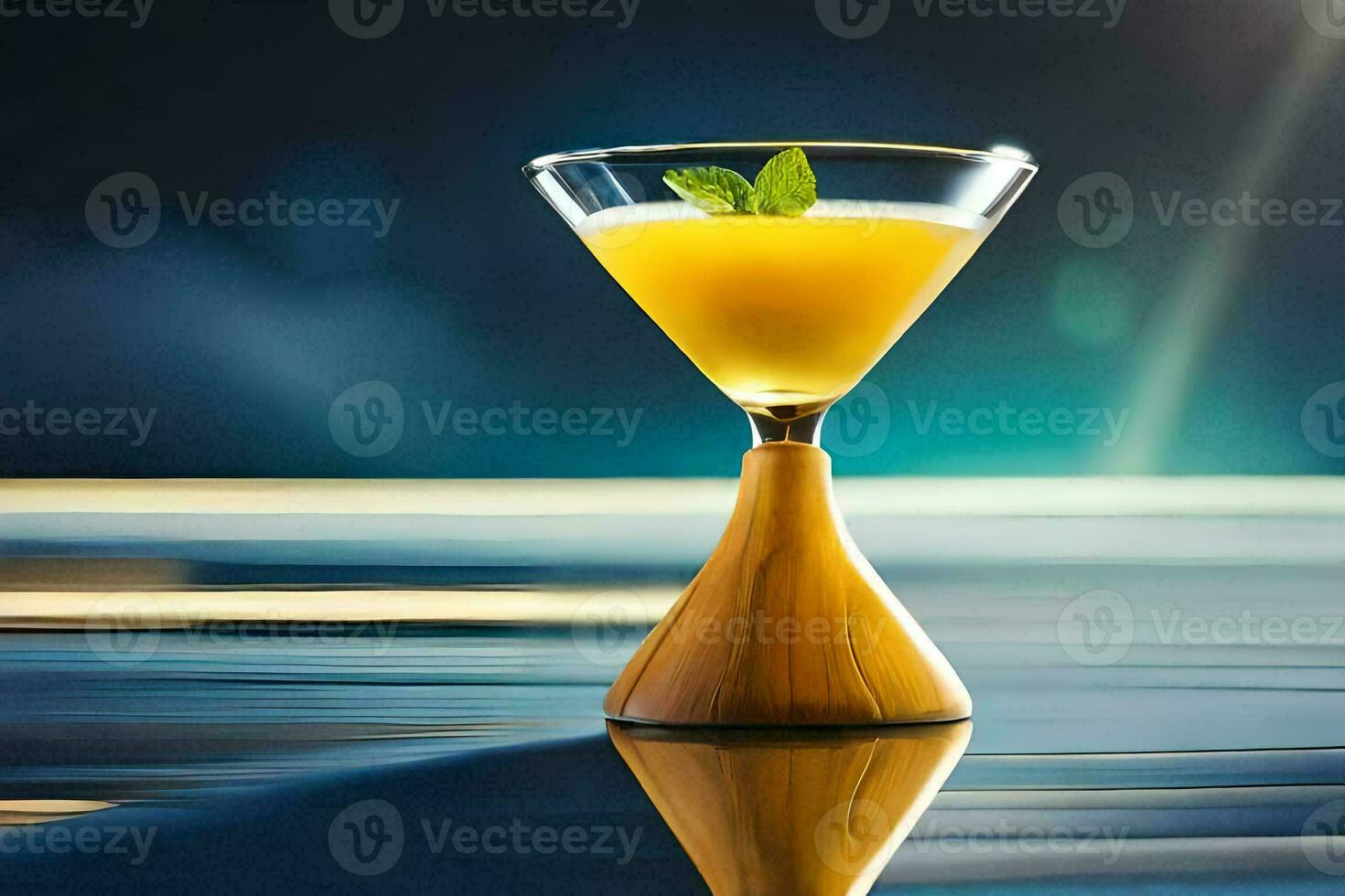 a cocktail with a mint leaf on top. AI-Generated photo