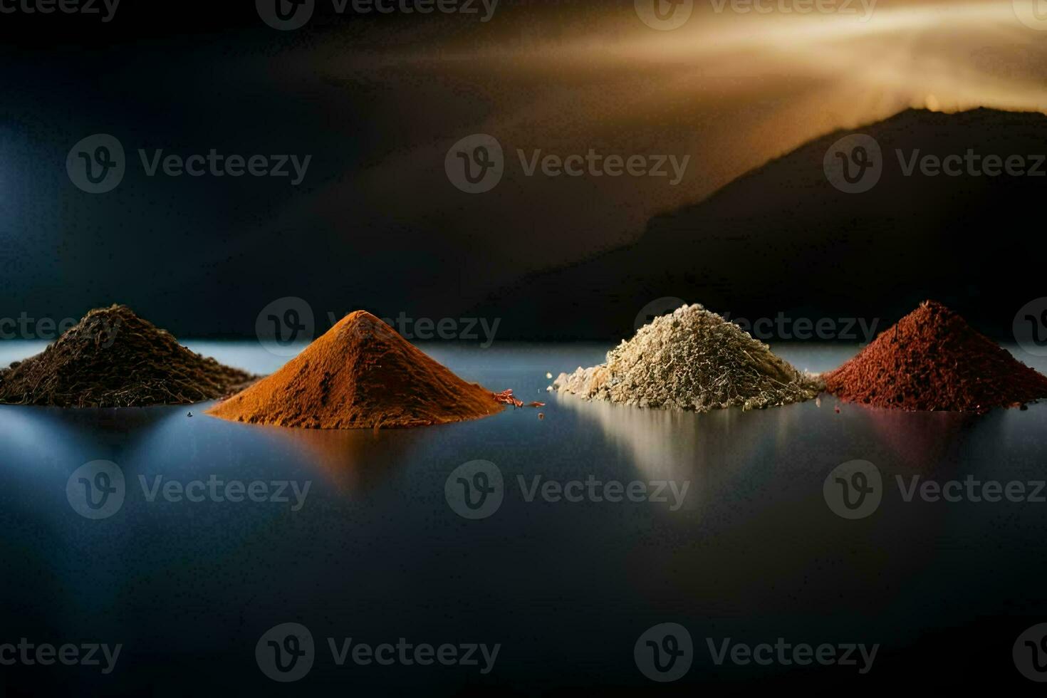 the four different types of spices are shown in a row. AI-Generated photo