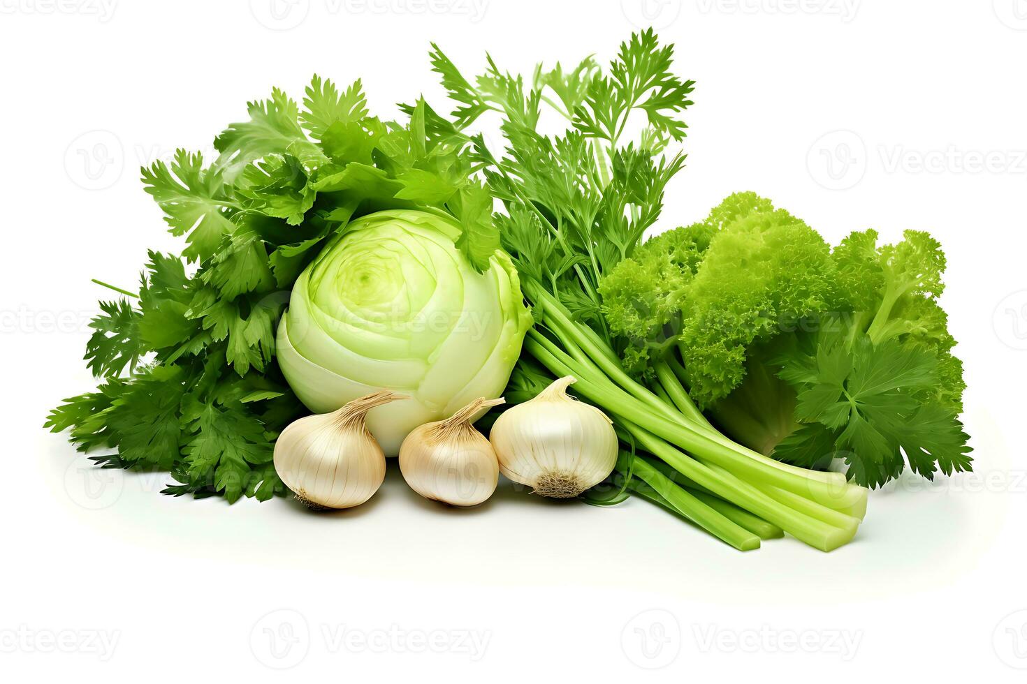 Herbs vegetable isolated on white background AI Generated photo