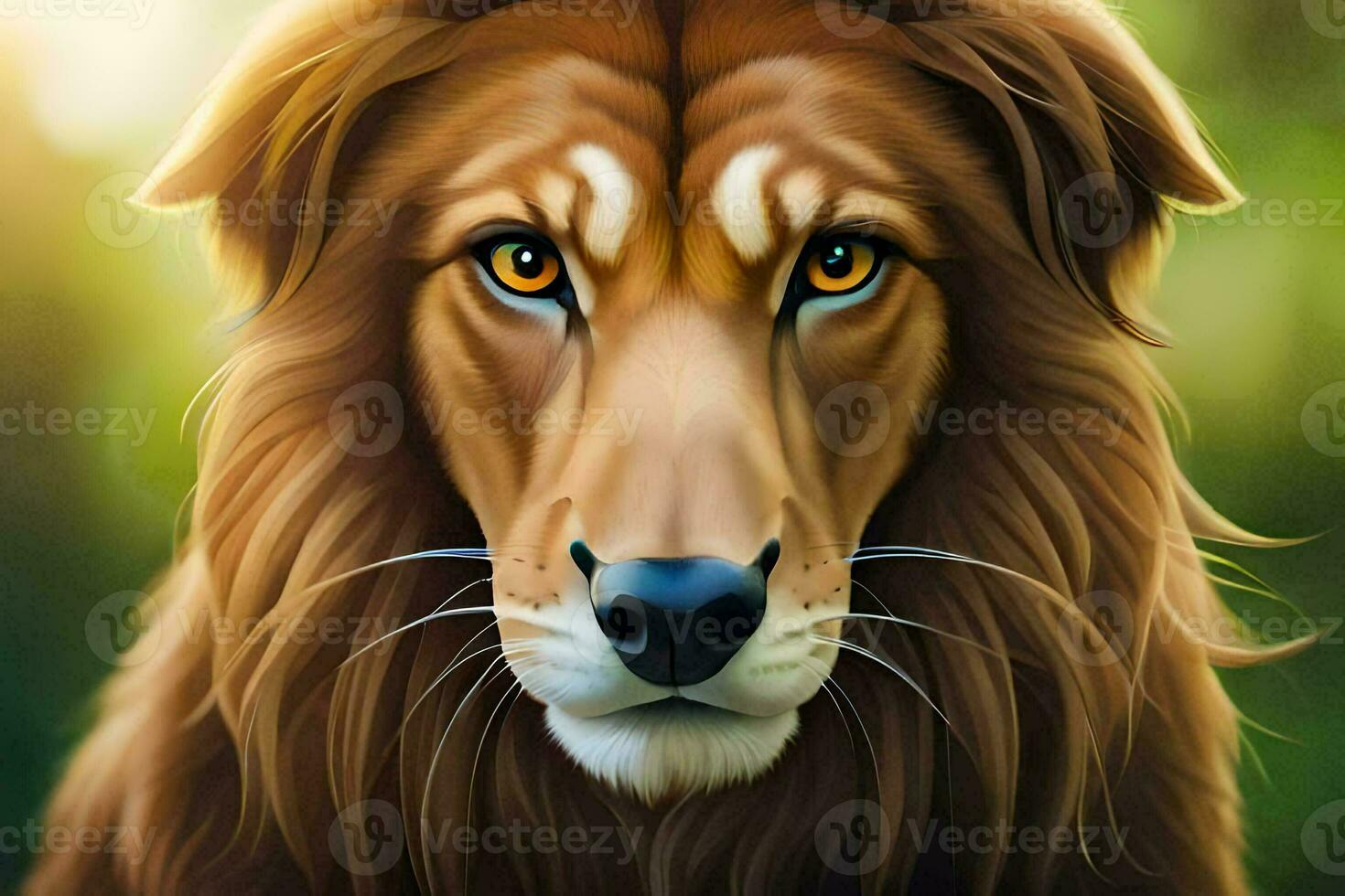 a digital painting of a lion. AI-Generated photo