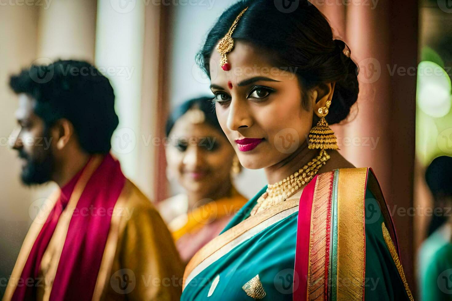 a beautiful indian bride in traditional attire. AI-Generated photo