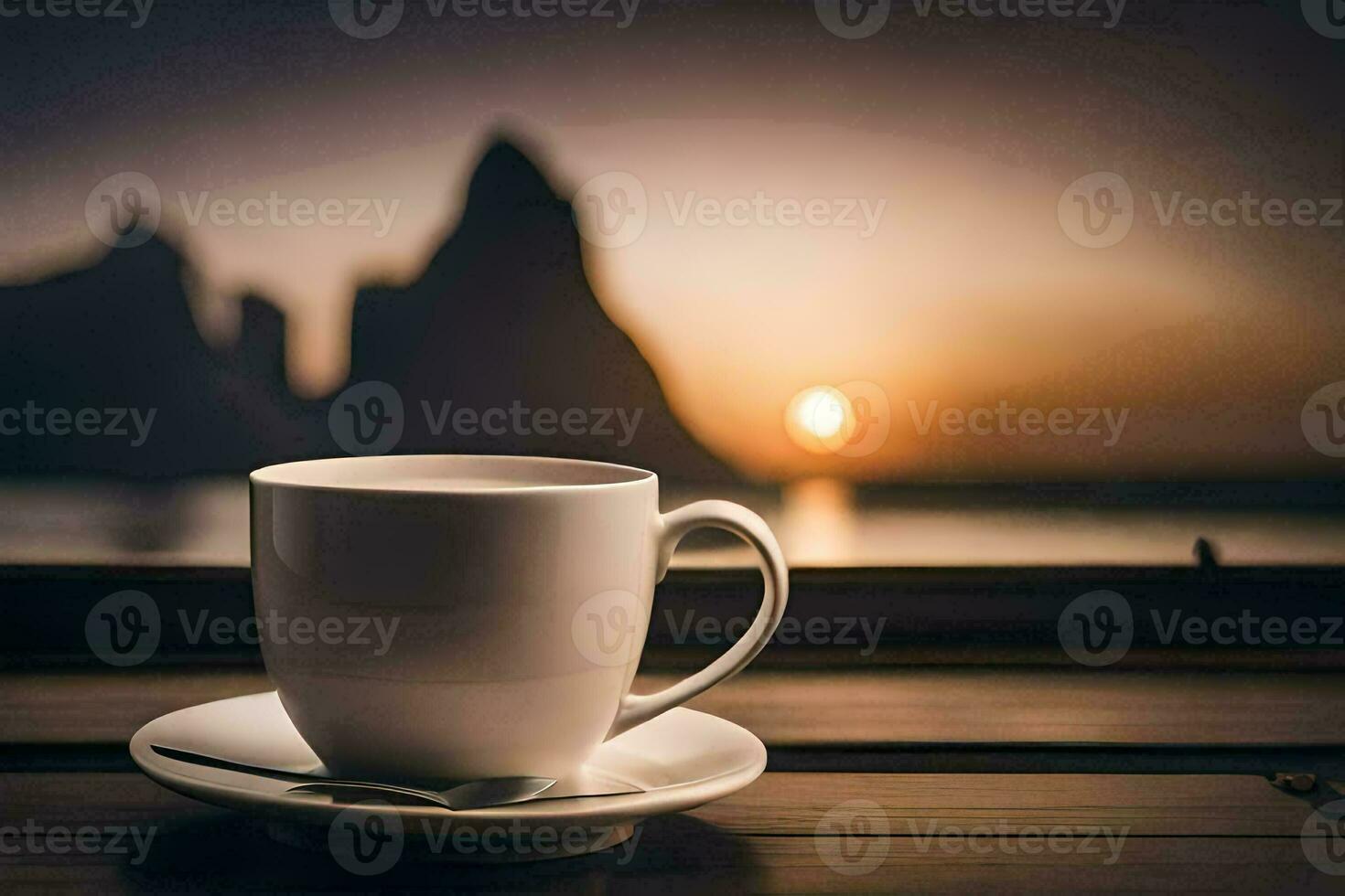 coffee cup on the window sill. AI-Generated photo