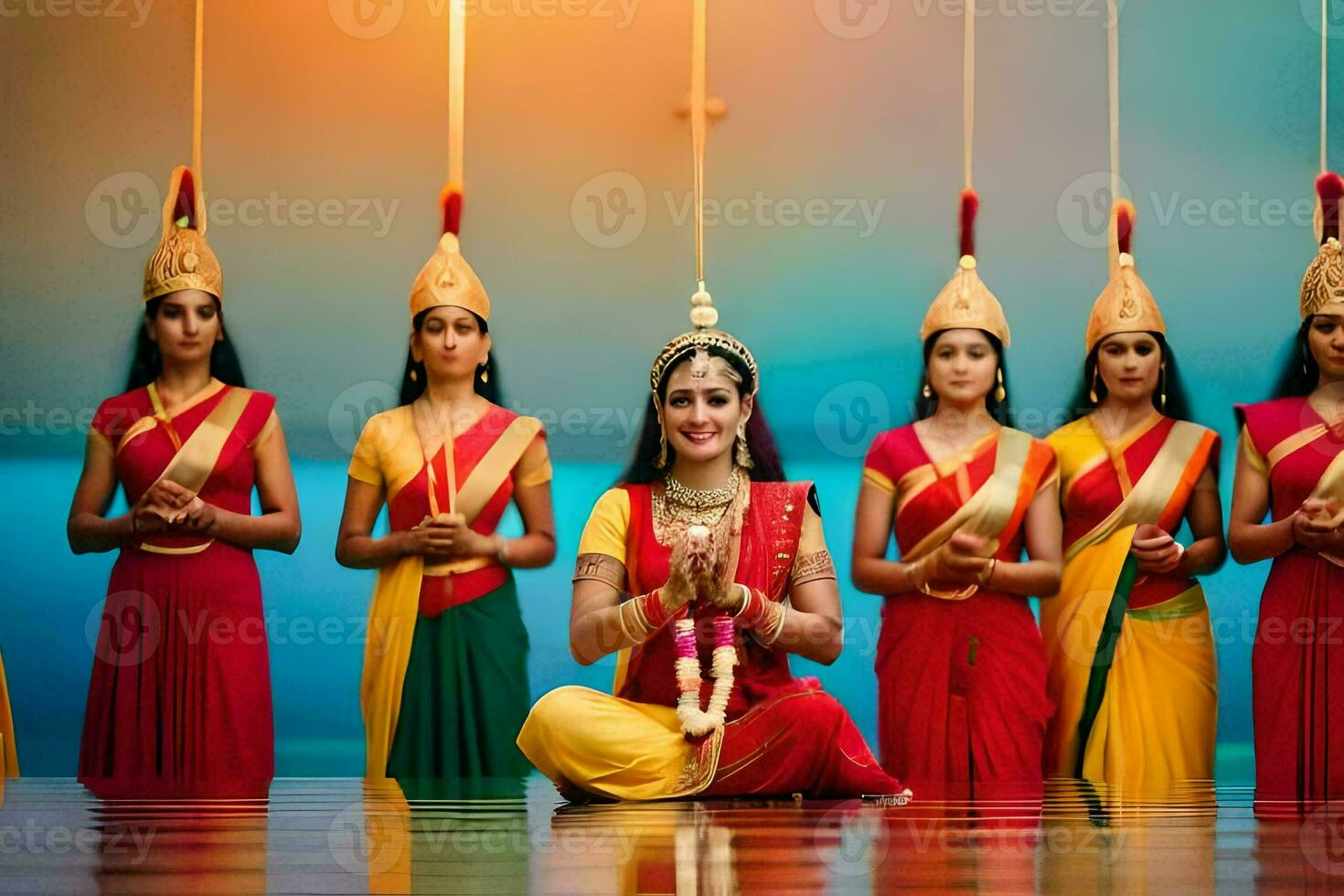 a group of women in traditional indian attire. AI-Generated photo