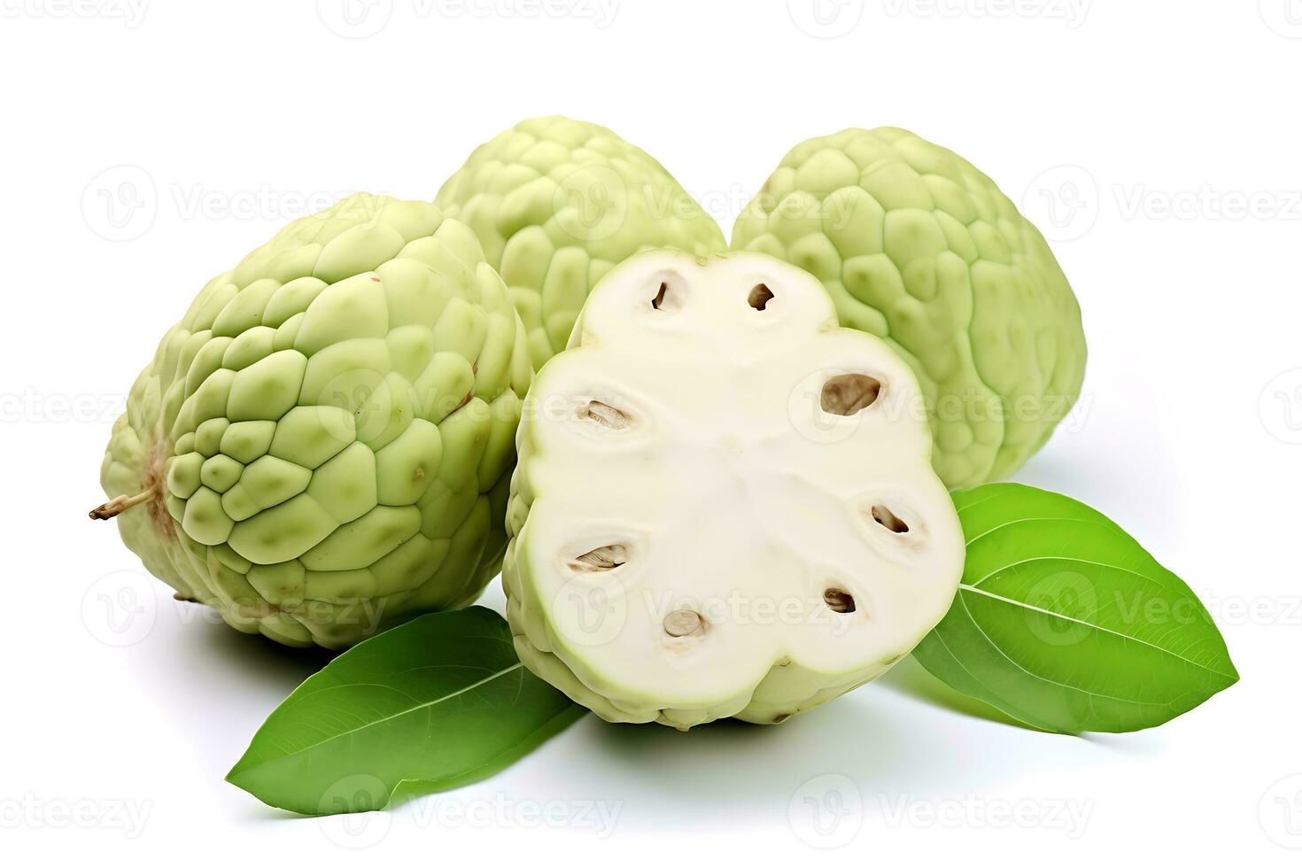 Cherimoya isolated on white background AI Generated photo