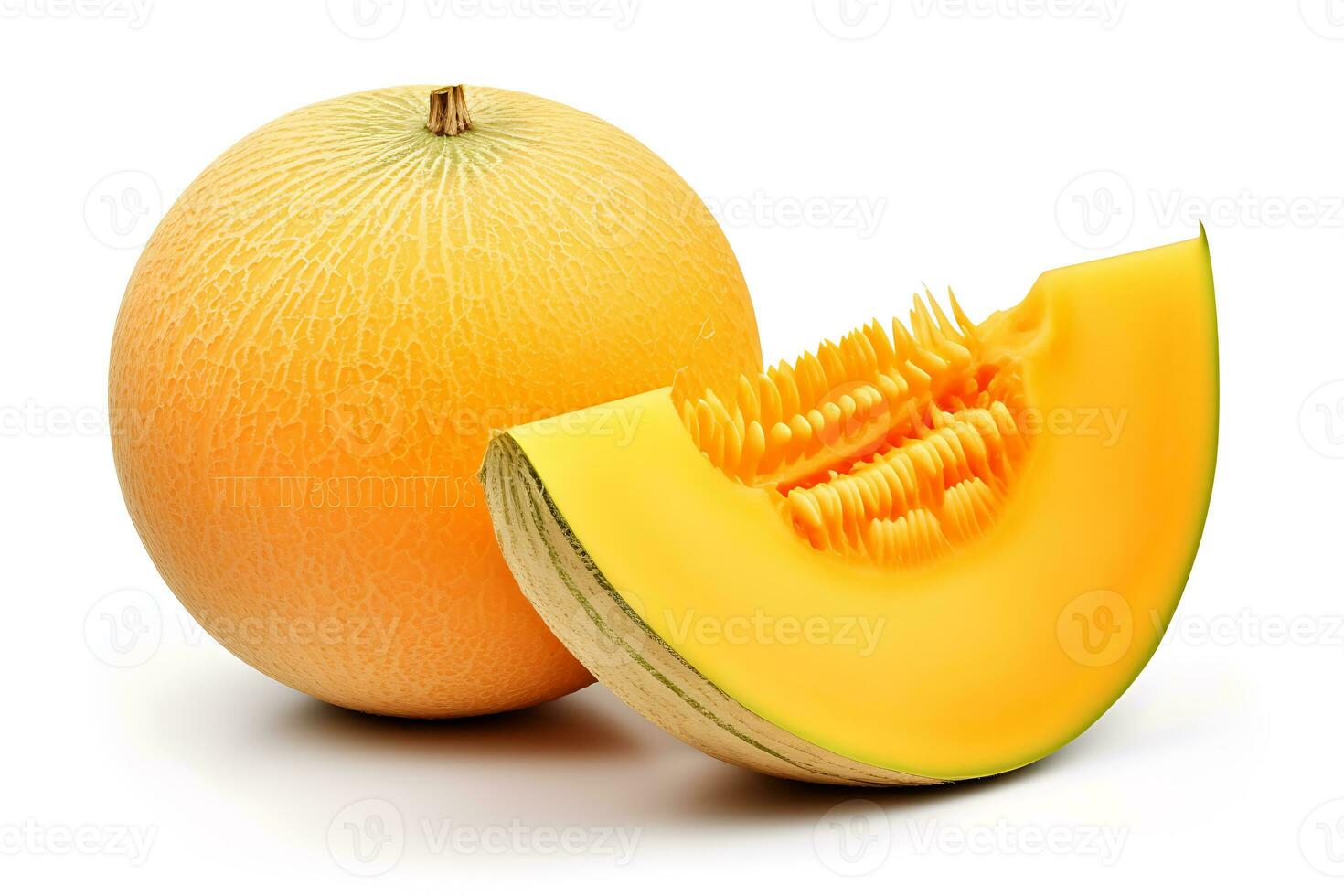 Melon fruit isolated on white background AI Generated photo