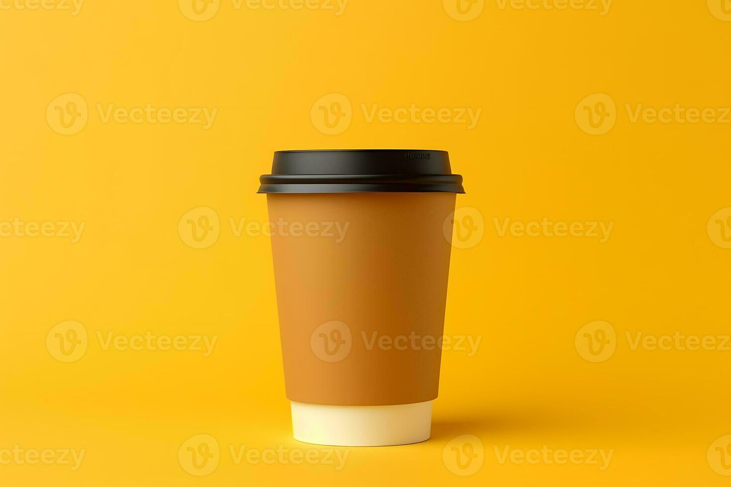 Takeaway coffee cup mockup on yellow background AI Generated photo