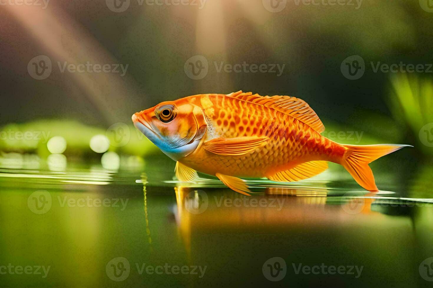 photo wallpaper the sky, water, fish, the sun, the light, the green, the. AI-Generated