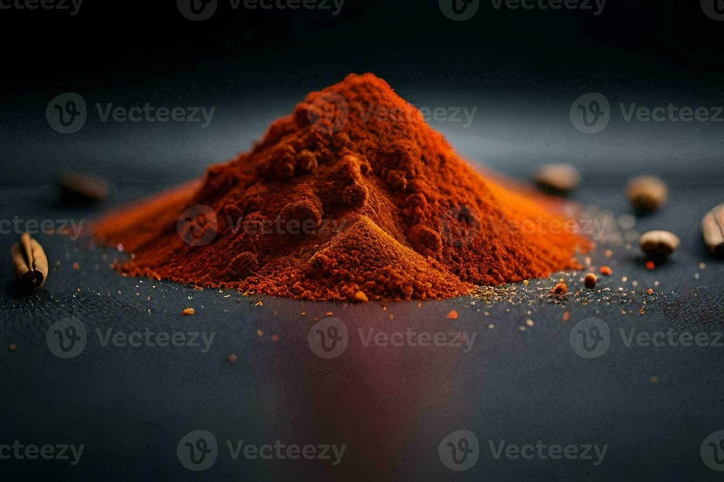 a pile of spices on a black background. AI-Generated photo