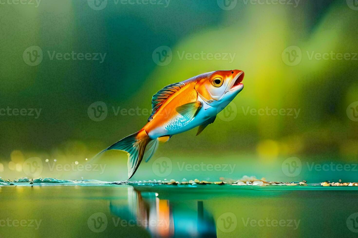 a fish is jumping out of the water. AI-Generated photo