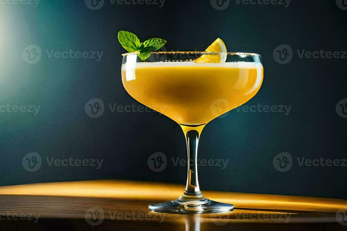 cocktail in a glass on a table. AI-Generated photo