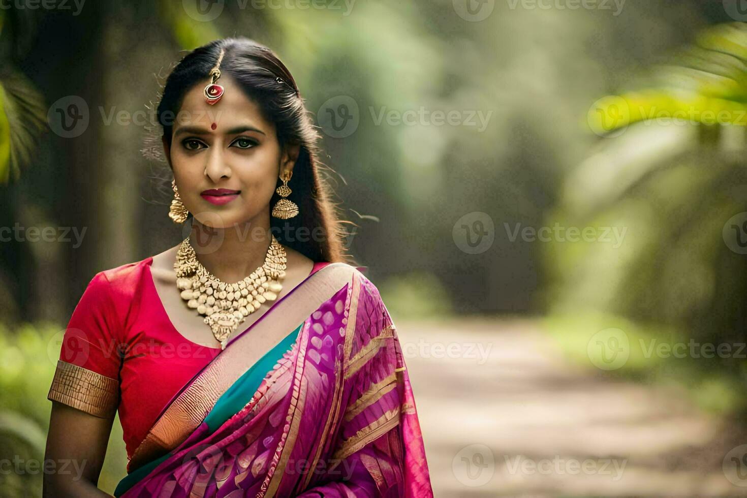 beautiful indian woman in traditional sari. AI-Generated photo