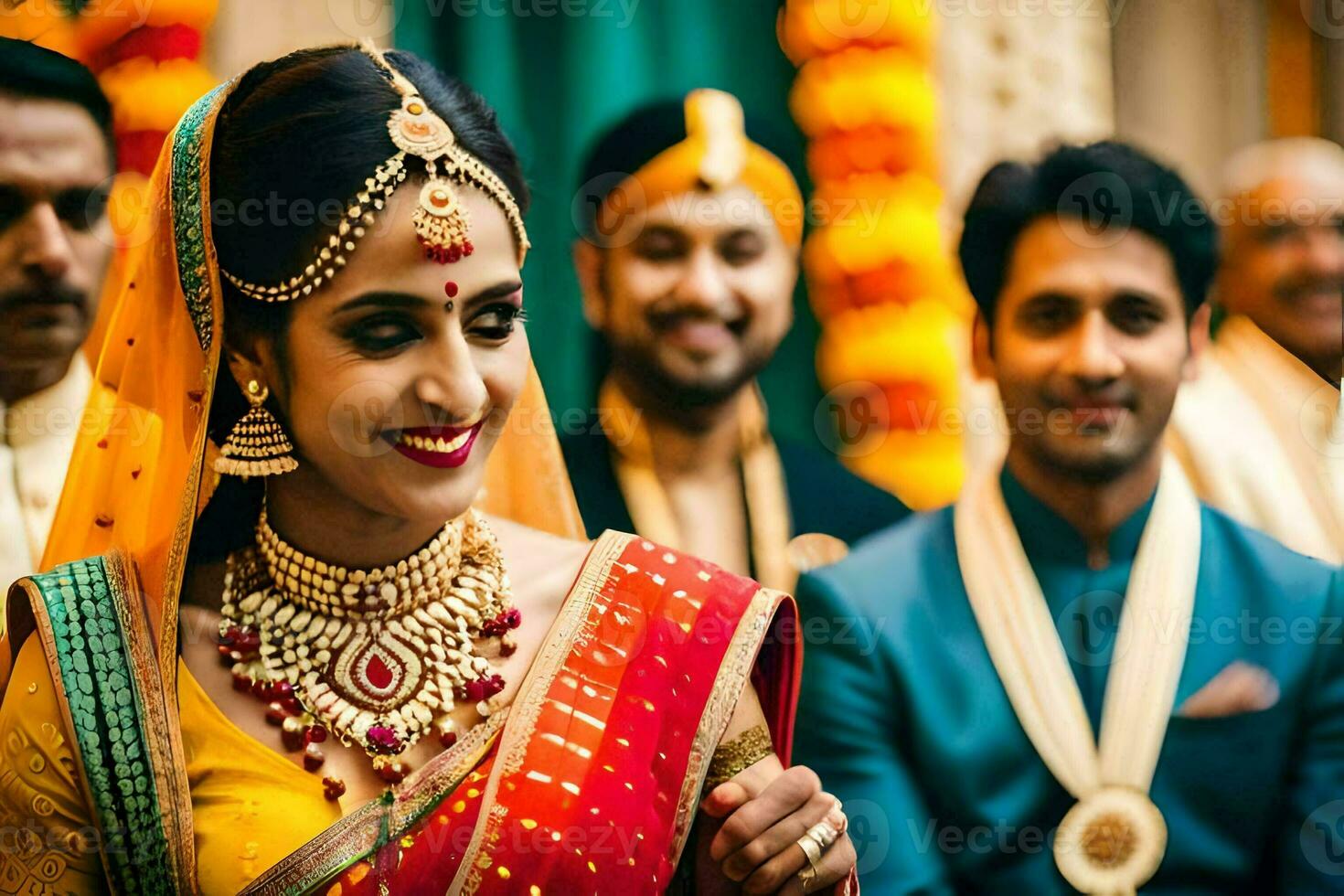 indio Boda en Delhi. generado por ai foto