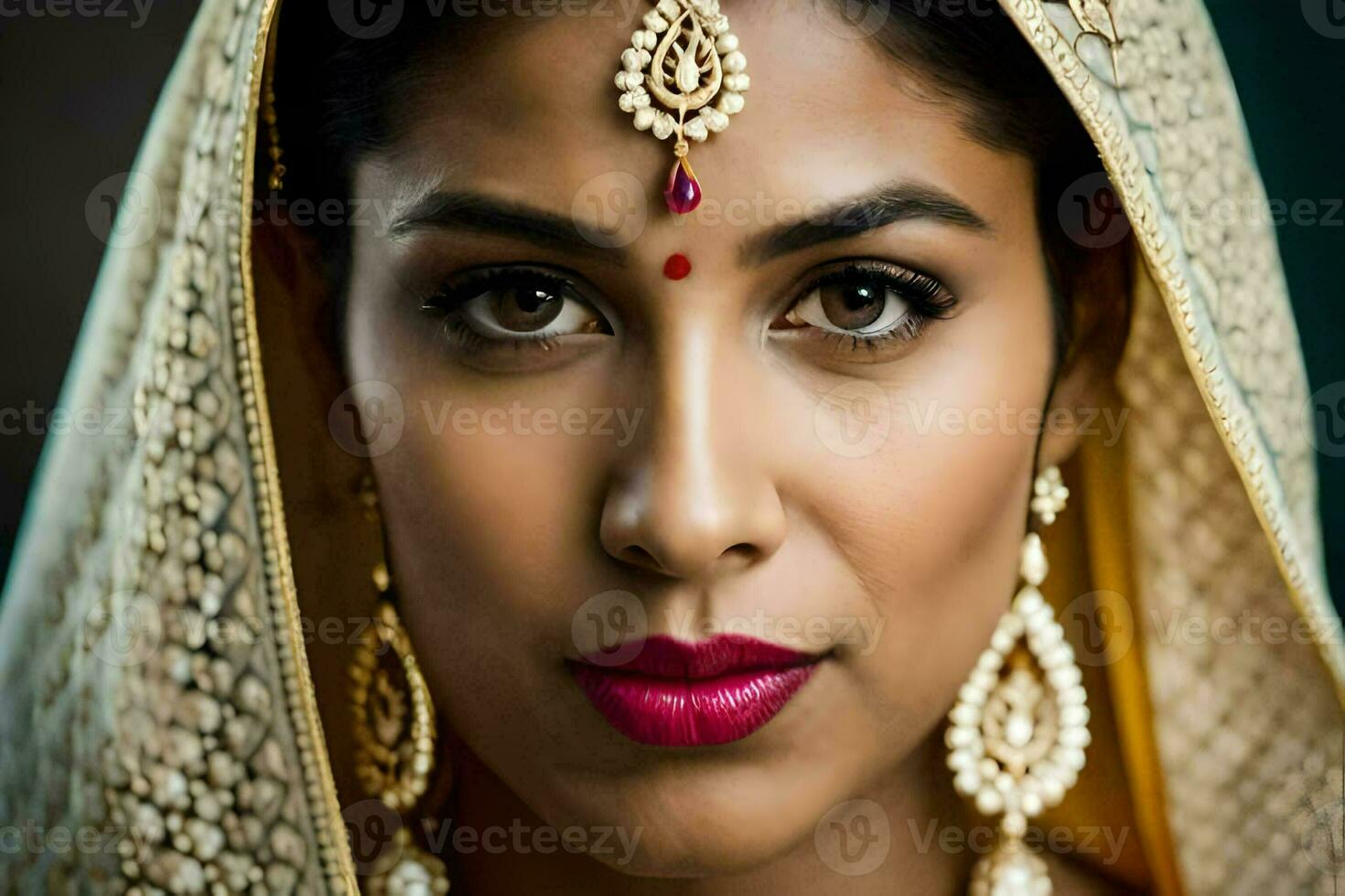 a beautiful indian woman wearing traditional jewelry. AI-Generated photo