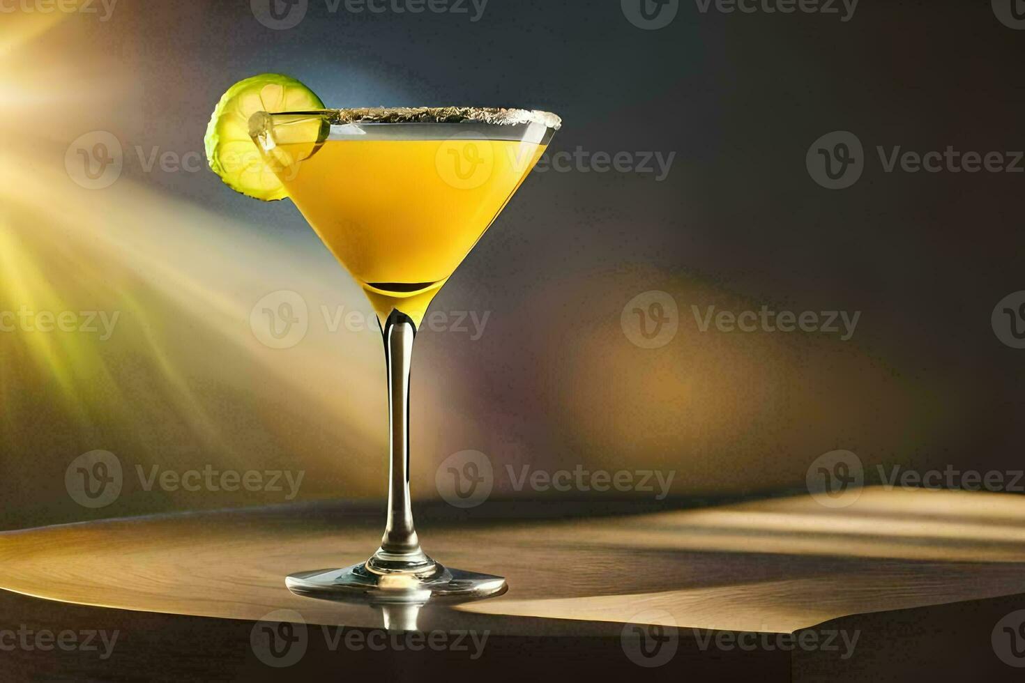 a cocktail with a lime slice on top. AI-Generated photo