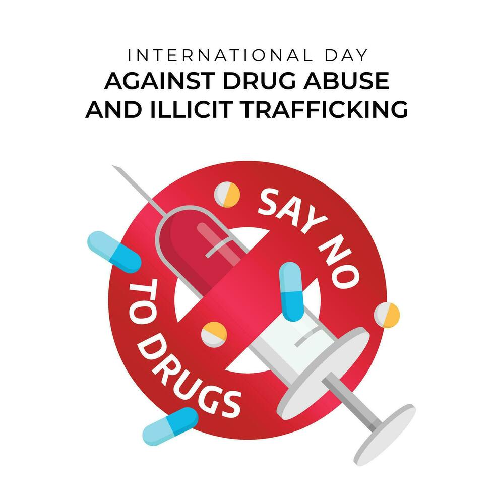 International Day against Drug Abuse and Illicit Trafficking design template good for celebration usage. drugs vector design. flat design. vector eps 10.