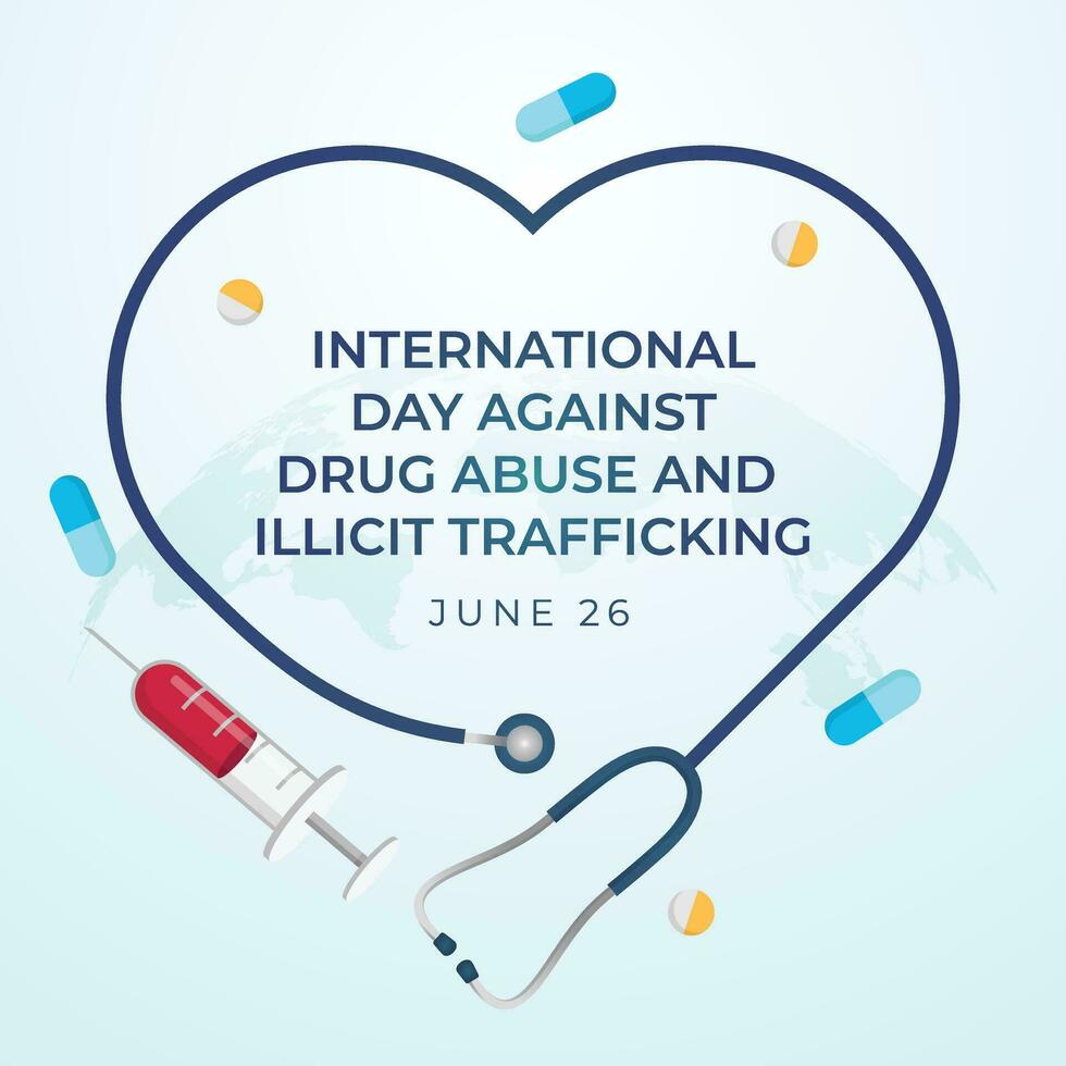 International Day against Drug Abuse and Illicit Trafficking design template good for celebration usage. drugs vector design. flat design. vector eps 10.