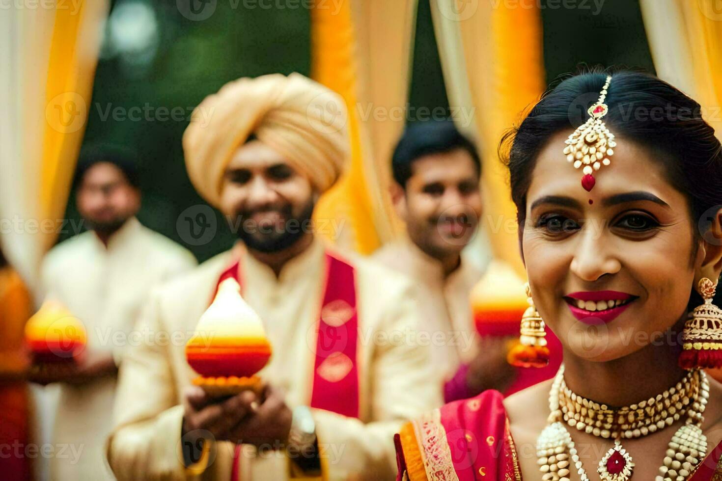 indio Boda en Delhi. generado por ai foto