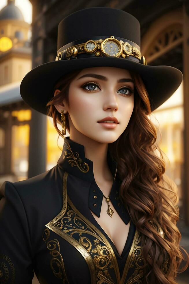Beautiful Woman With Long Hair. Ai Generated photo