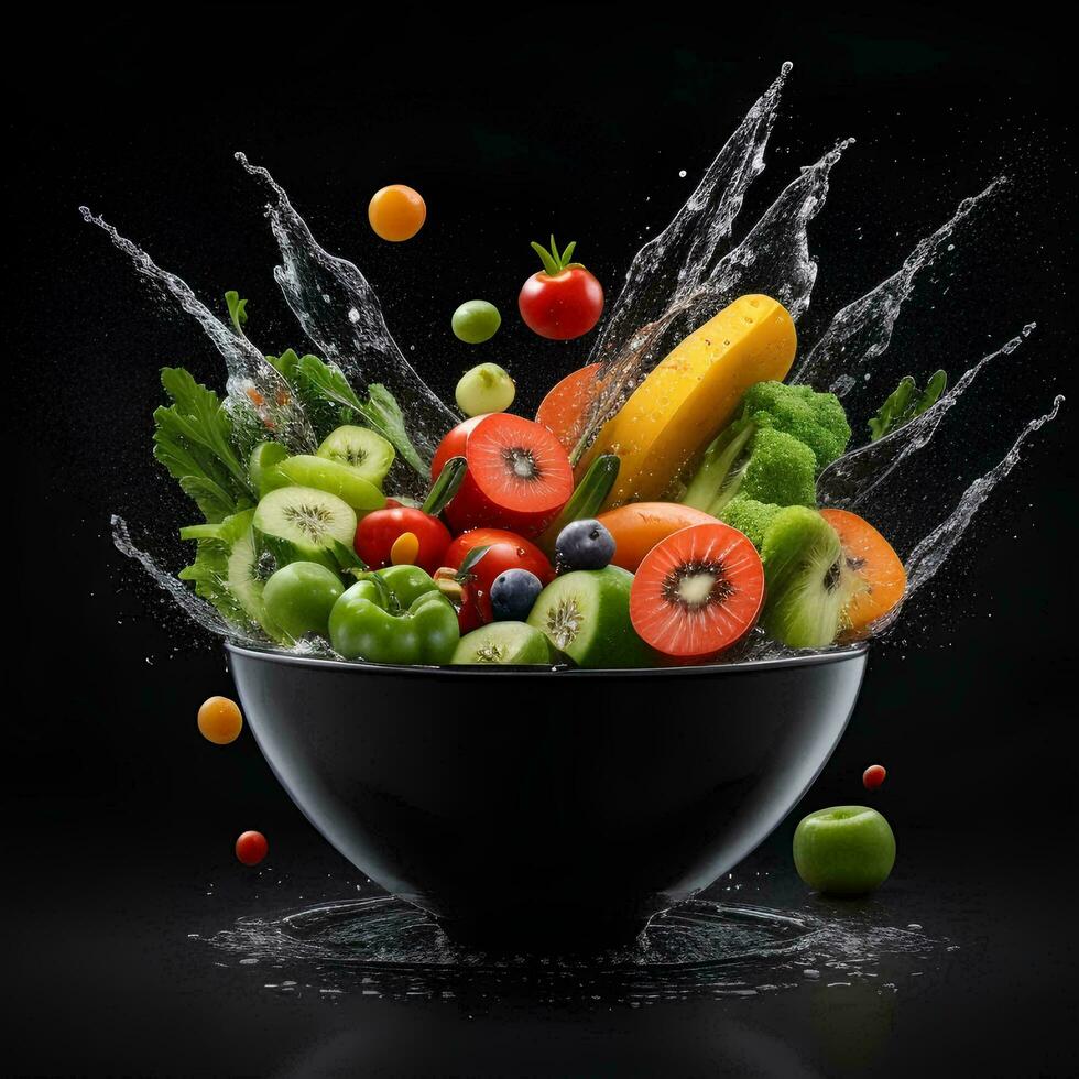 AI Generative fresh vegetables in a bowl photo