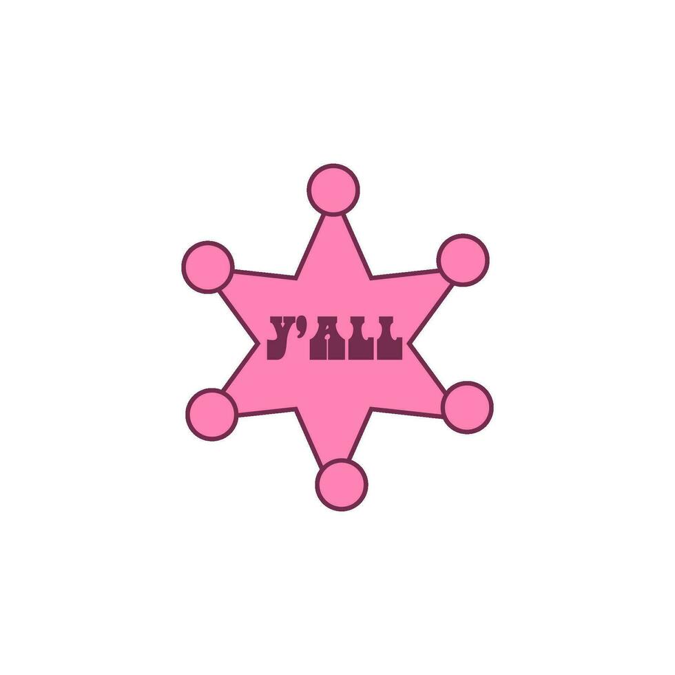 Pink Hexagonal sheriff star icon isolated. Cowgirls Sheriff badge symbol. Vector. vector