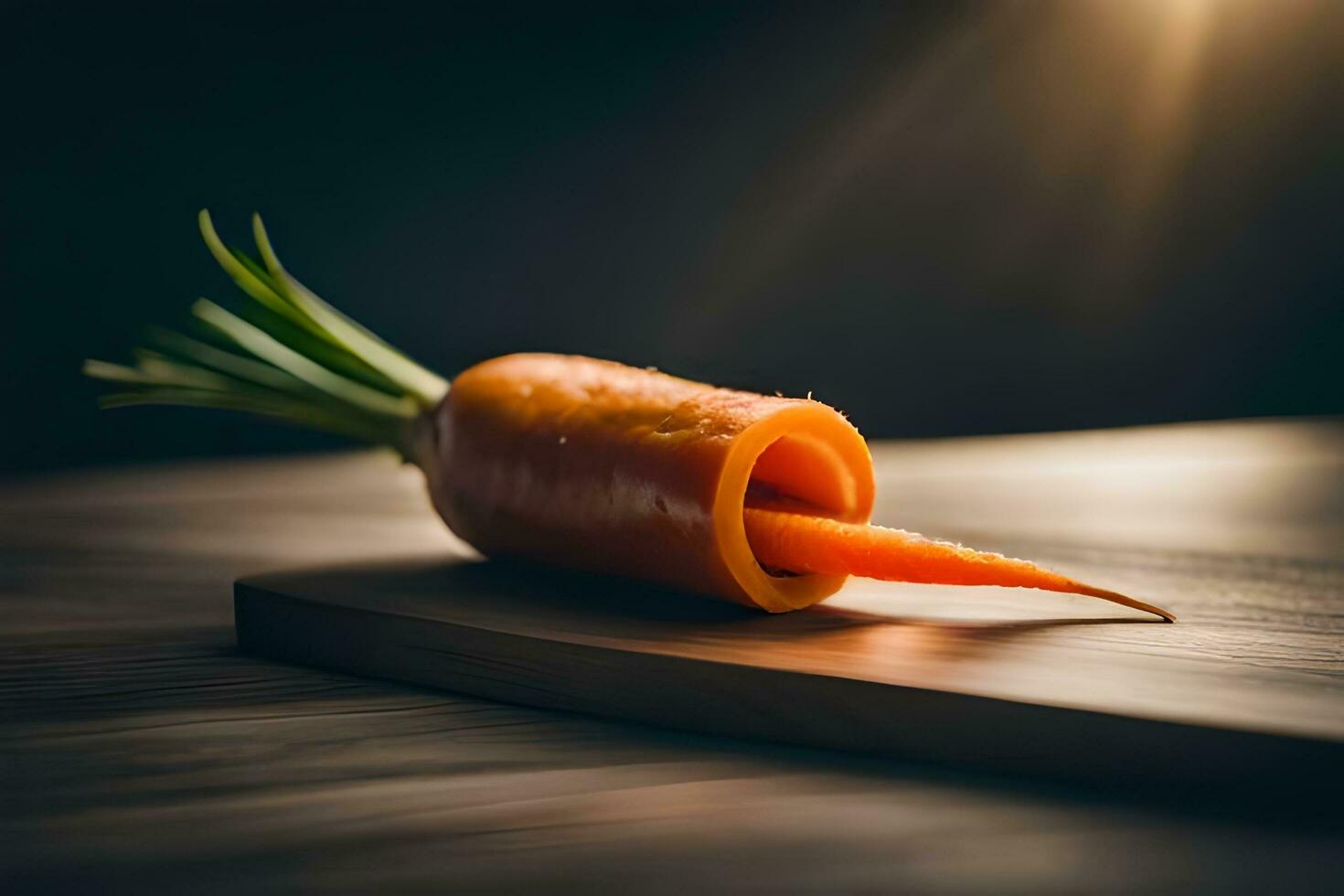 a carrot on a wooden cutting board. AI-Generated photo