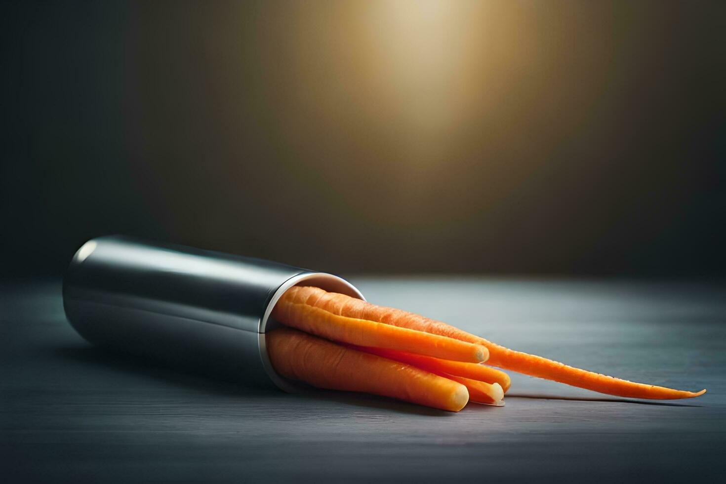 carrots in a can on a table. AI-Generated photo