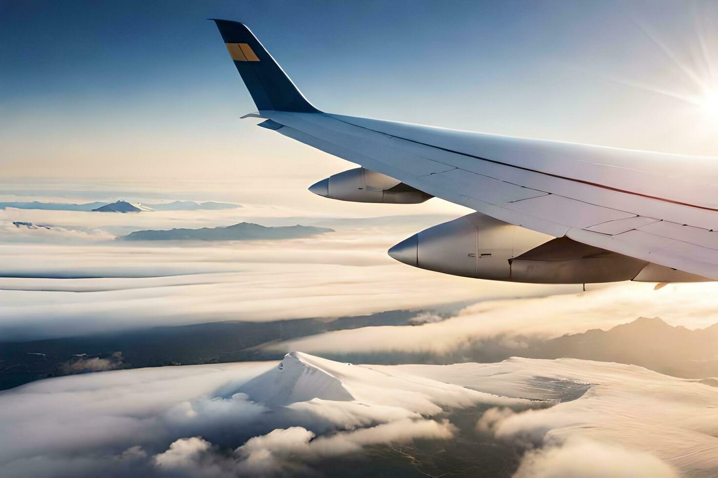 un avión ala volador terminado el nubes generado por ai foto