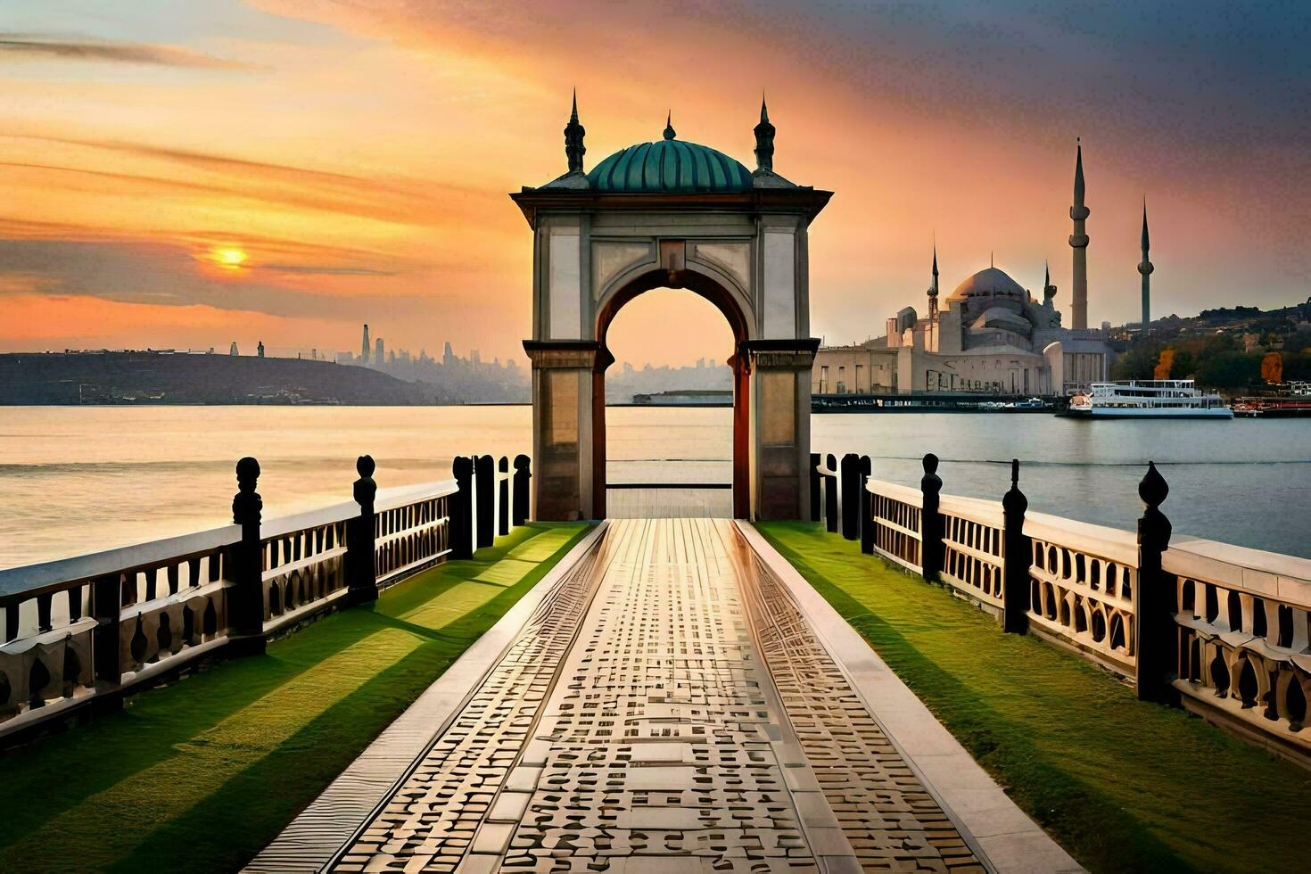 the bridge over the water in istanbul. AI-Generated photo