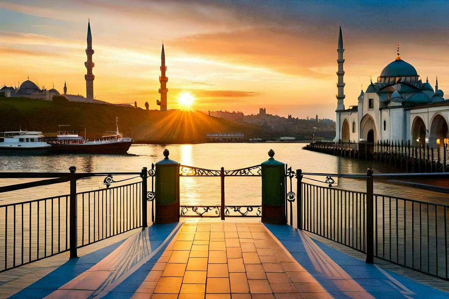 sunset over the istanbul skyline. AI-Generated photo