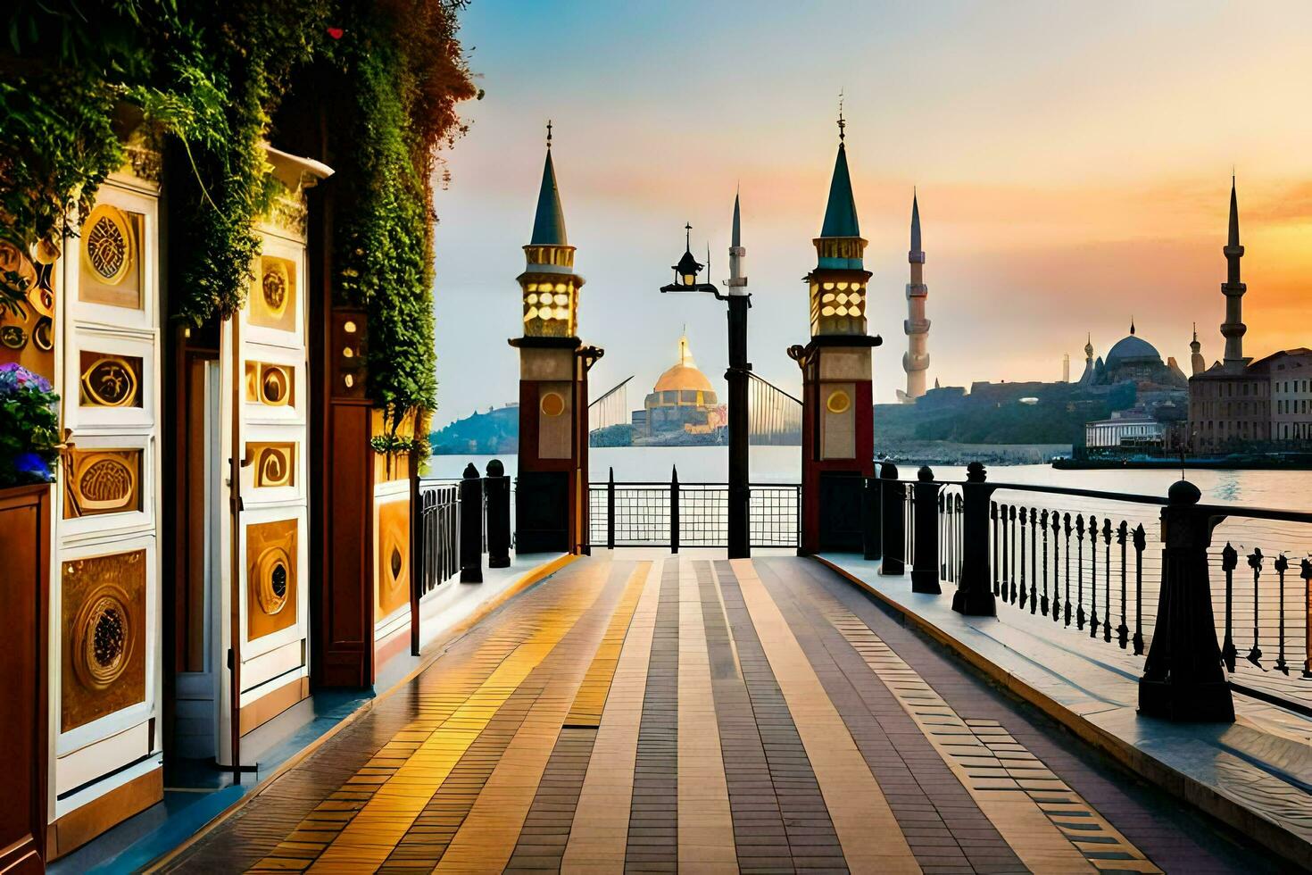 el pasarela líder a el azul mezquita en Estanbul, pavo. generado por ai foto