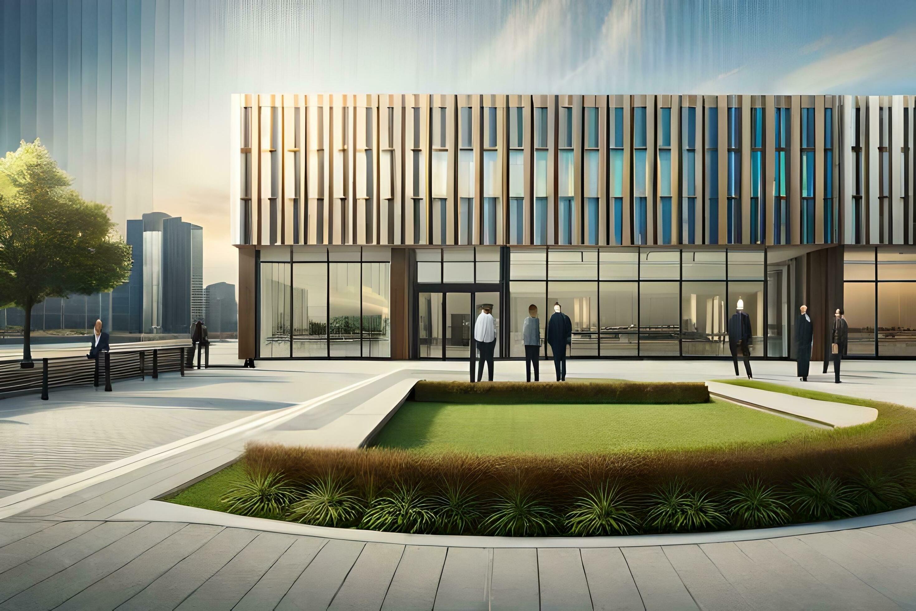 a rendering of the new office building. AIGenerated 32298169 Stock