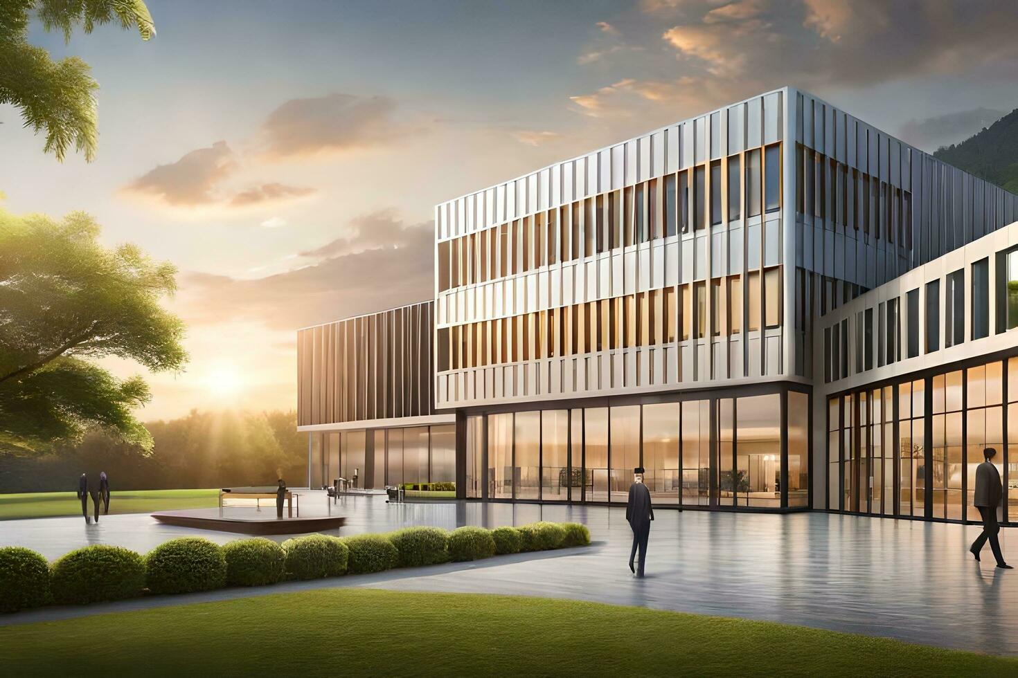 the exterior of a modern office building. AIGenerated 32298392 Stock