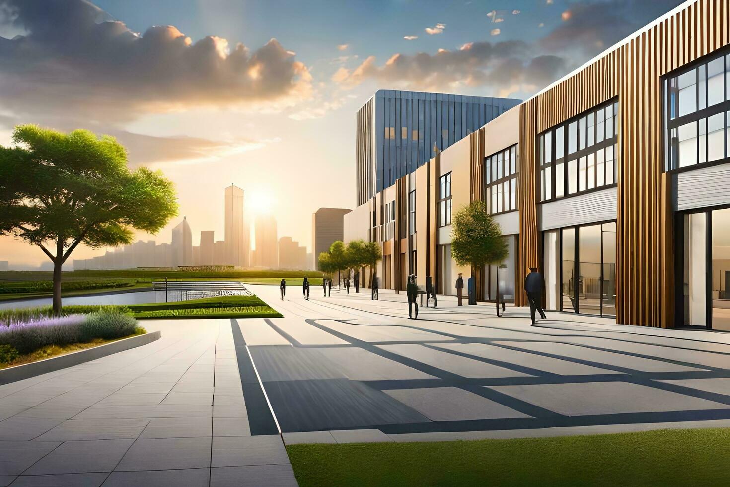 an artist's rendering of the new office building. AI-Generated photo