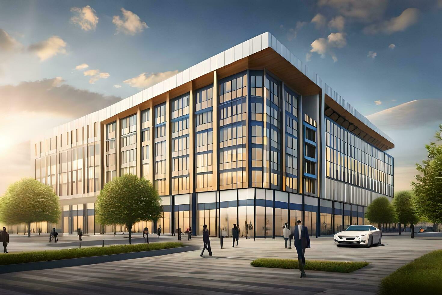 an artist's rendering of the new office building. AI-Generated photo