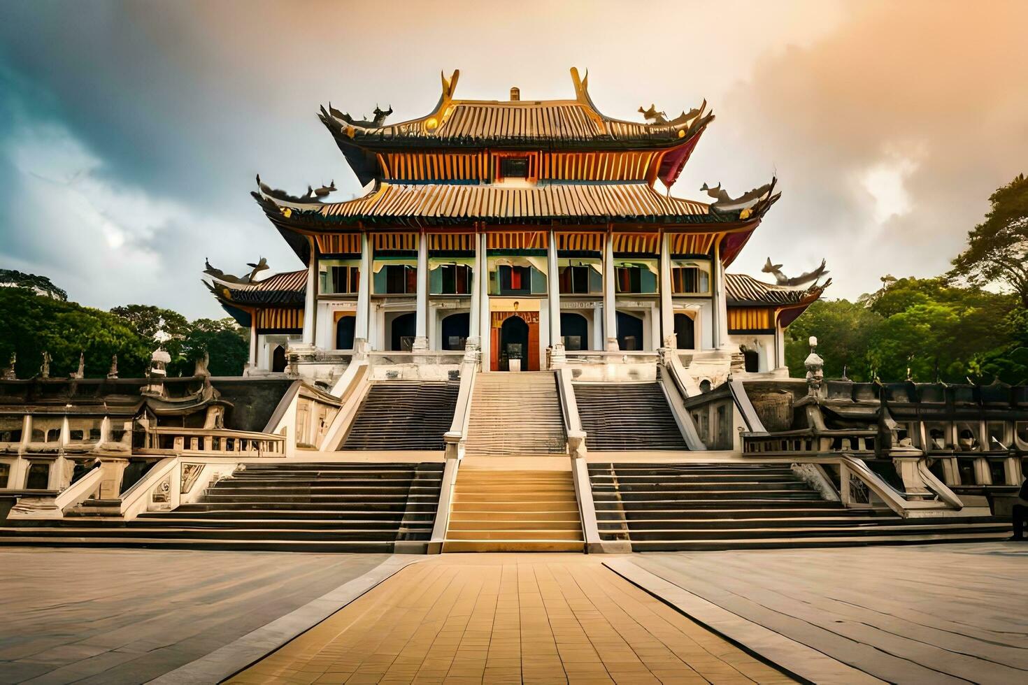 el chino templo en taiwán generado por ai foto