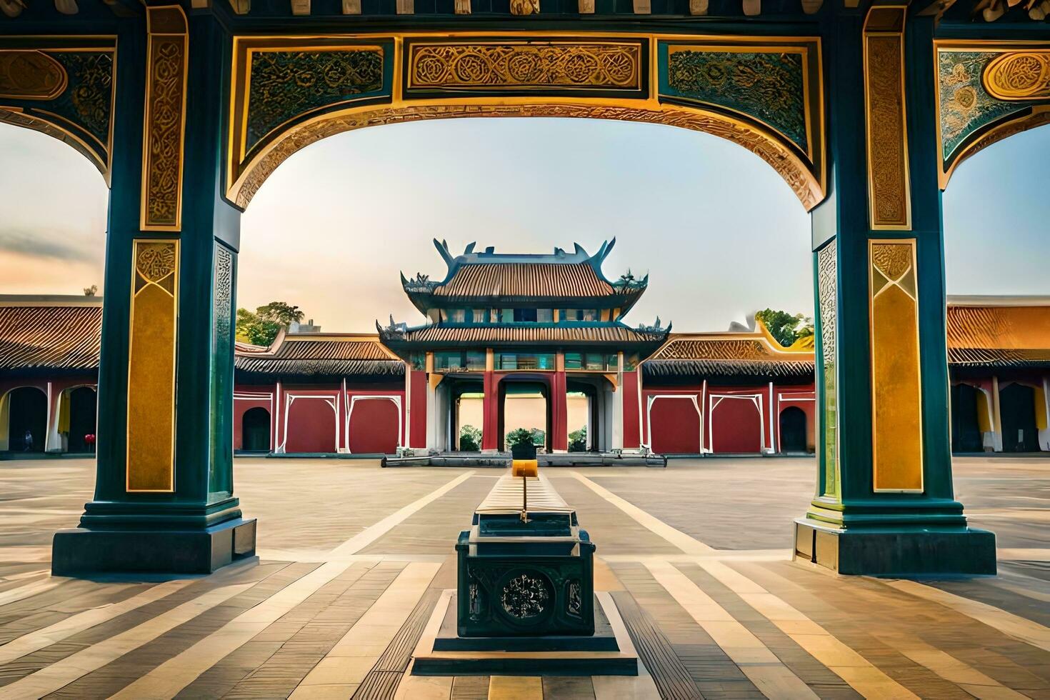 the courtyard of the imperial palace in hanoi, vietnam. AI-Generated photo