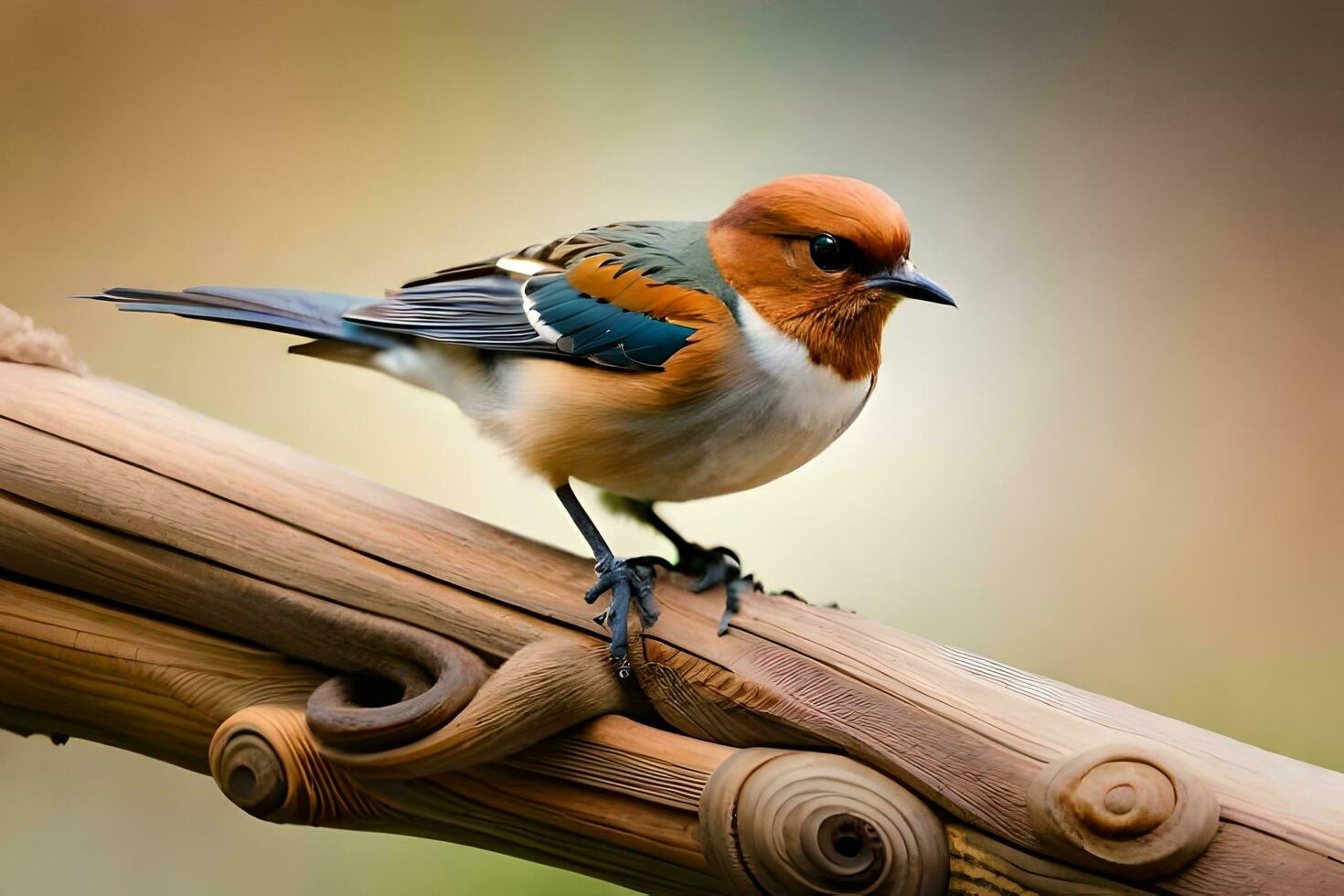 a small bird is sitting on a branch. AI-Generated photo