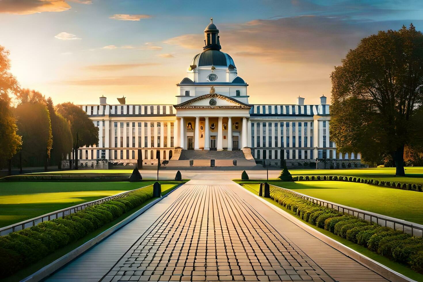 the building of the parliament of lithuania in the morning. AI-Generated photo