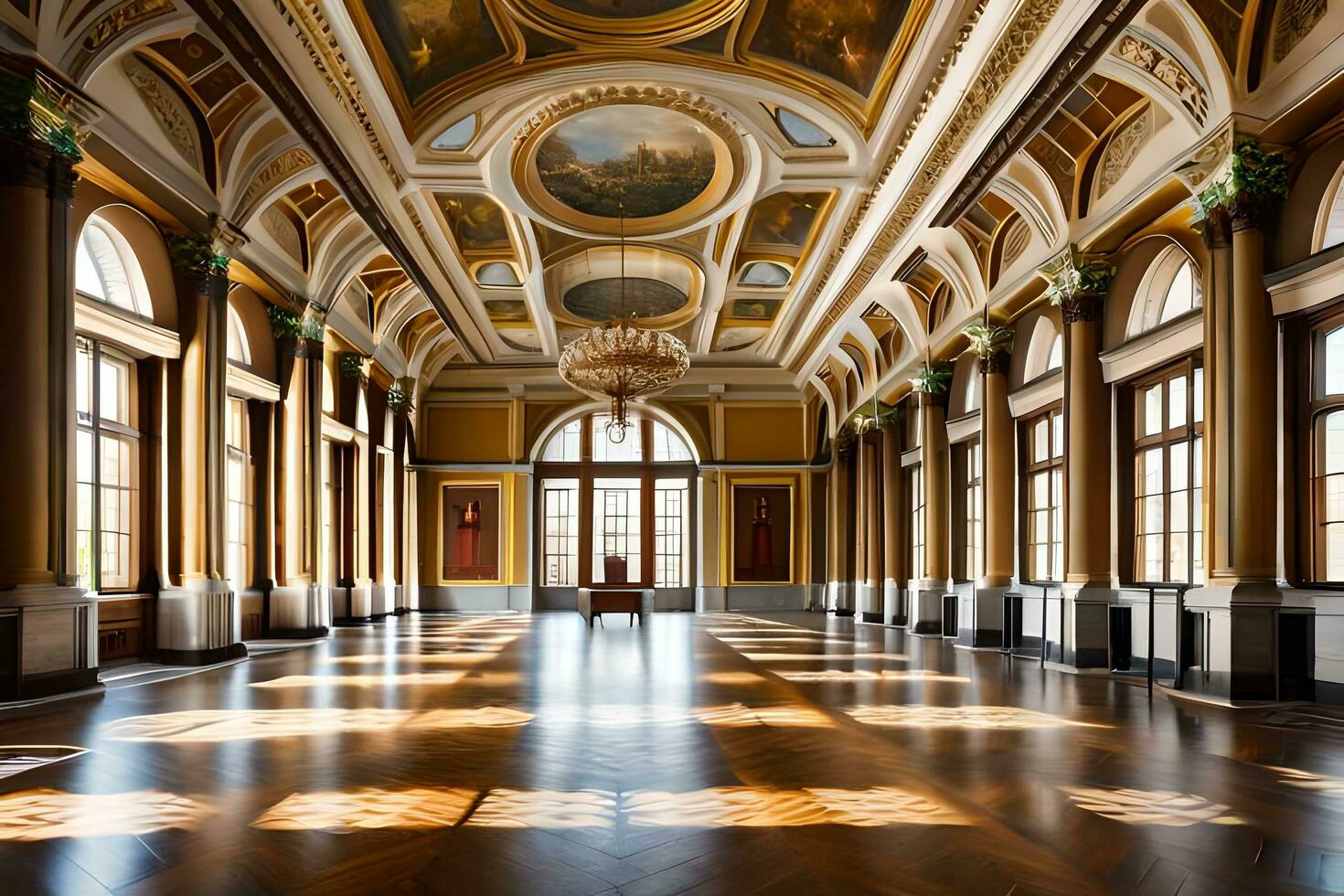 the grand hall of the royal palace in budapest. AI-Generated photo