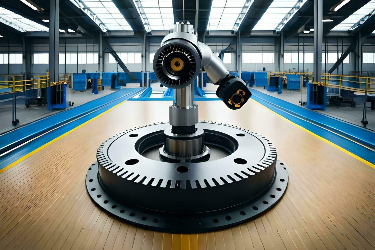 industrial robot in a factory setting. AI-Generated photo
