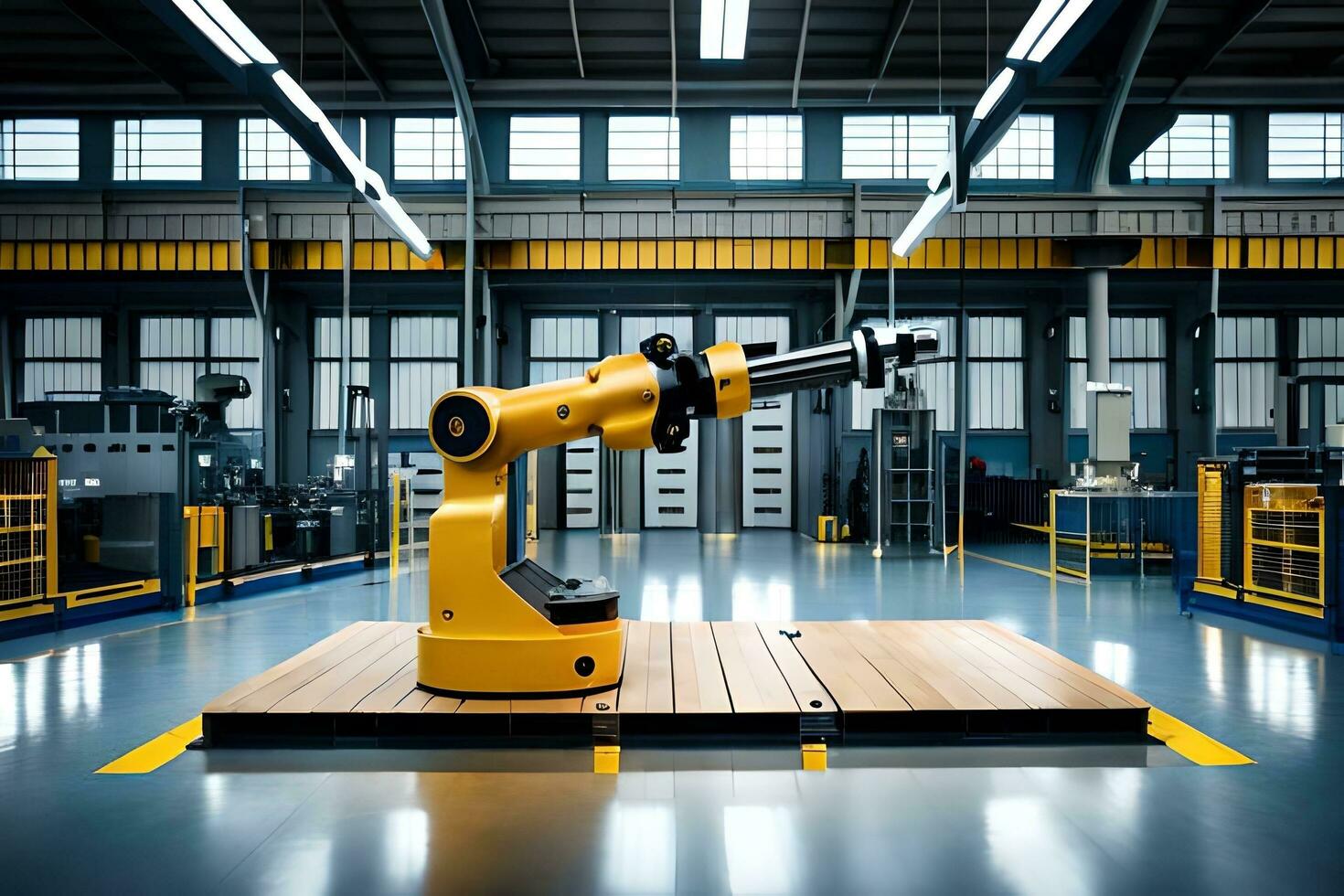 a robotic arm in a factory setting. AI-Generated photo