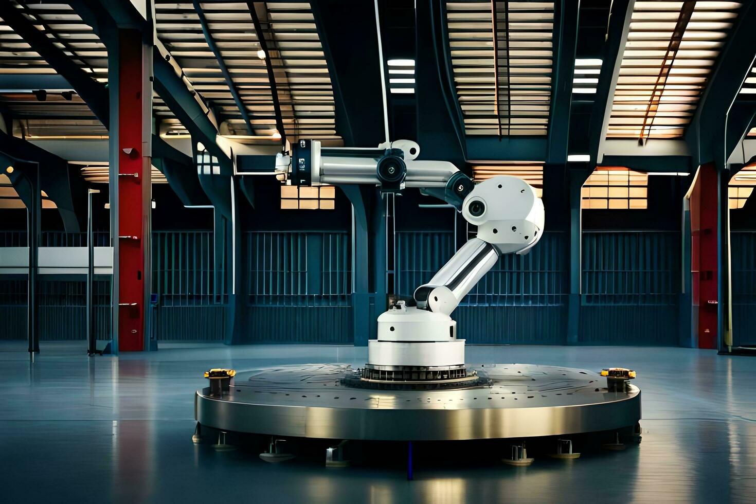 a robotic arm in a factory setting. AI-Generated photo