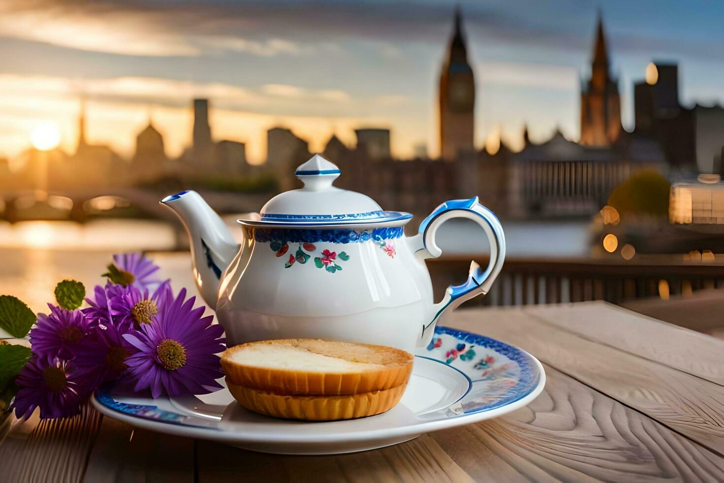 london, uk, tea and cake. AI-Generated photo