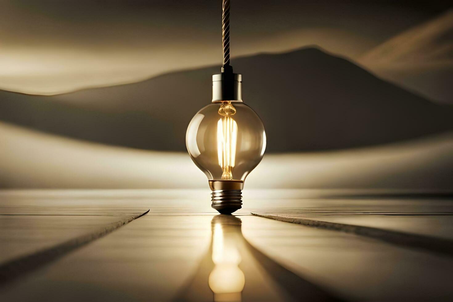 a light bulb is shining in the dark. AI-Generated photo