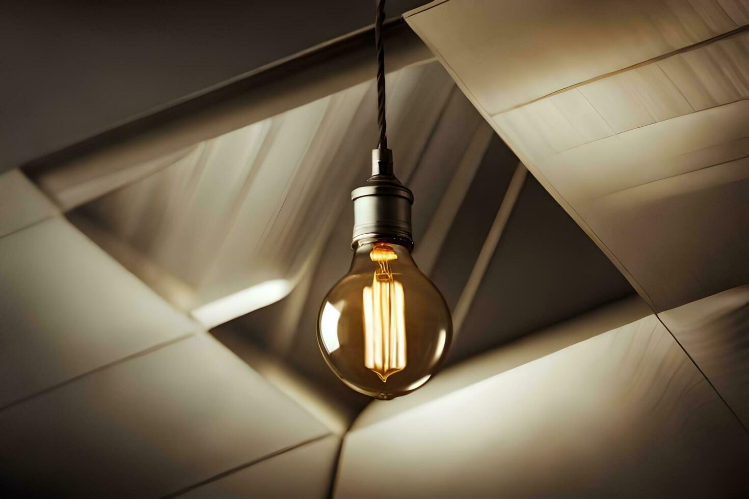 a light bulb is hanging from a ceiling. AI-Generated photo