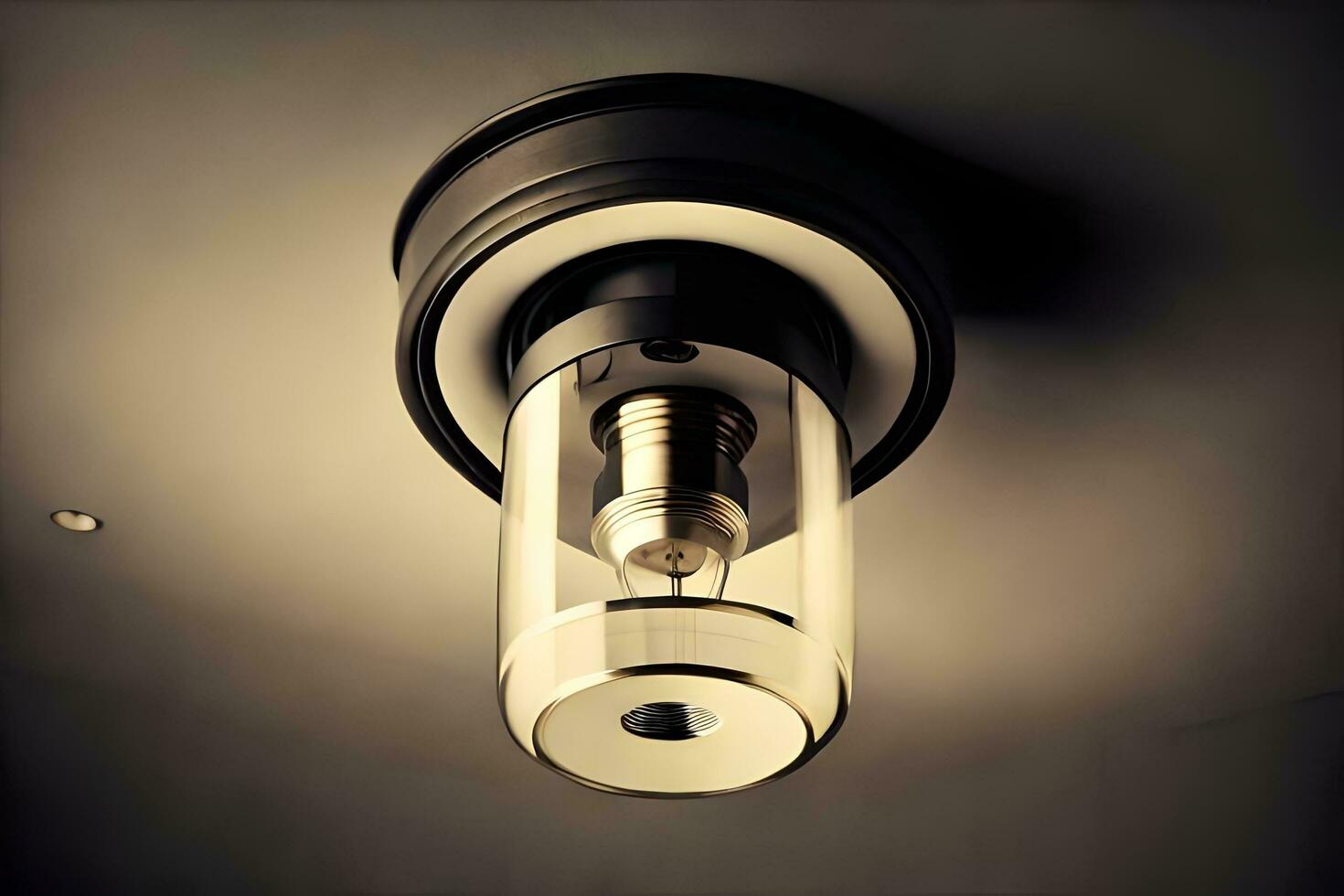 a light bulb is hanging from a ceiling. AI-Generated photo