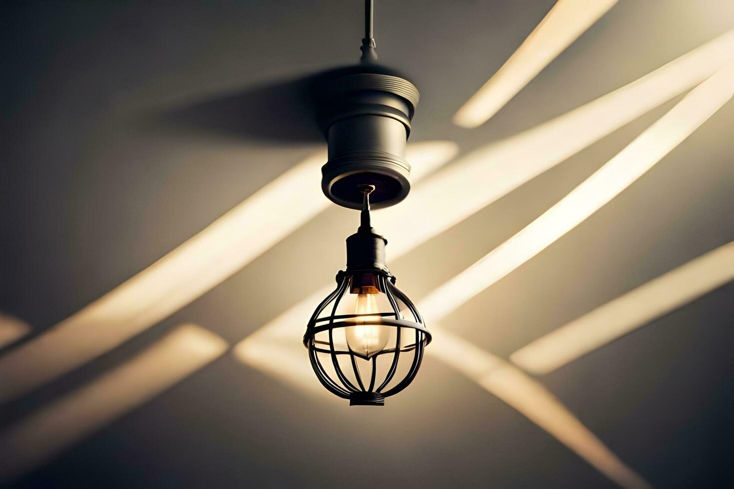 a light bulb is hanging from a ceiling. AI-Generated photo