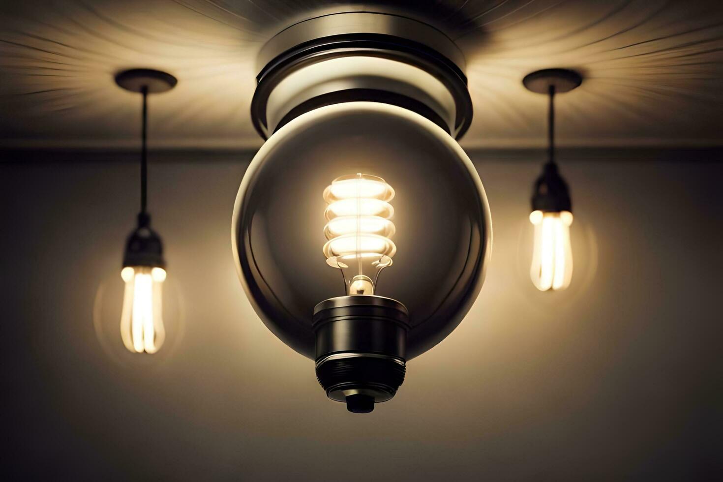 three light bulbs are hanging from the ceiling. AI-Generated photo