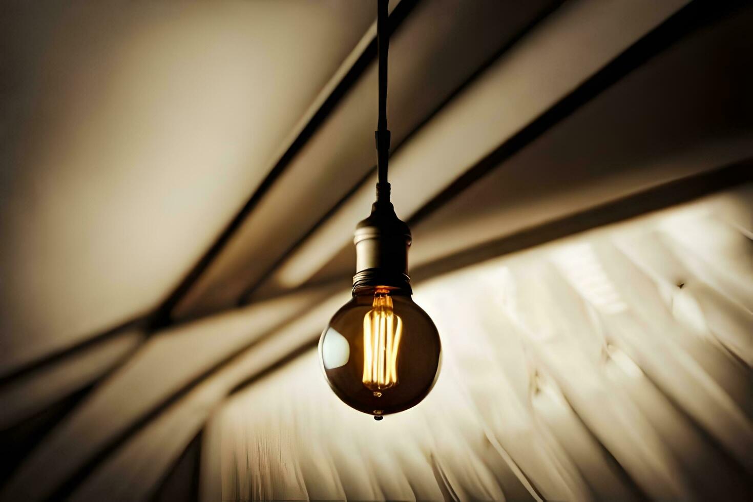 a light bulb is hanging from a ceiling. AI-Generated photo